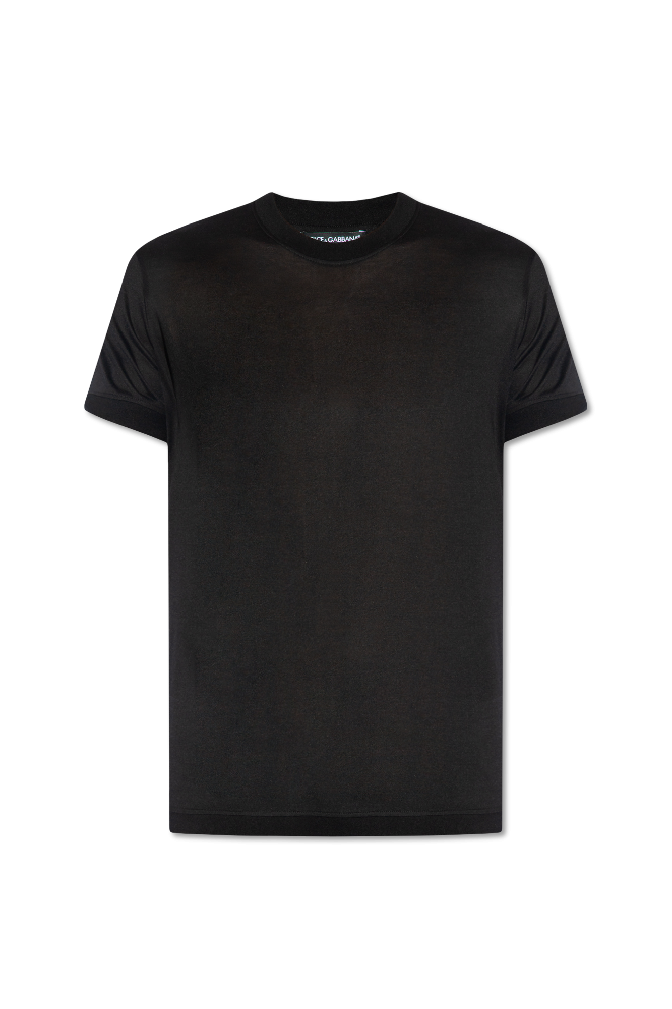 Tシャツ・カットソー Dolce & Gabbana Black silk t-shirt (G8ST1TFU75F N0000) Jersey T-shirt with flocked logo print in Black for Women